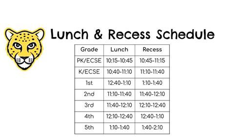 Lunch/recess scheudule